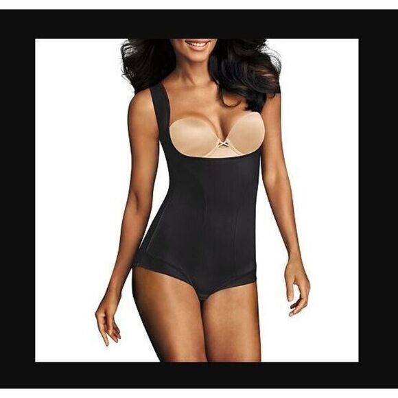 Maidenform 1856 Women's Sz S Black Flexees Open Bust Wide Strap Body Shaper - Picture 7 of 7